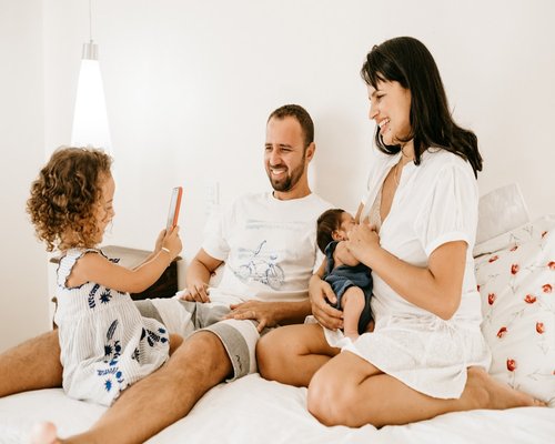 Family spending a relaxing weekend afternoon together
